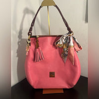 Dooney & Bourke Pink Leather Shoulder Bag with Brown Accents