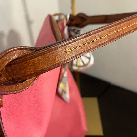Dooney & Bourke Pink Leather Shoulder Bag with Brown Accents
