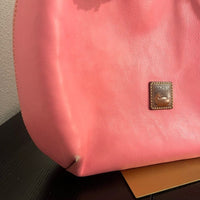 Dooney & Bourke Pink Leather Shoulder Bag with Brown Accents