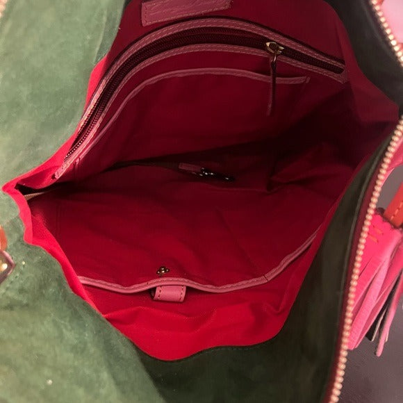 Dooney & Bourke Pink Leather Shoulder Bag with Brown Accents
