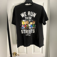 Peanuts Black Short Sleeve Tee with Graphic Design