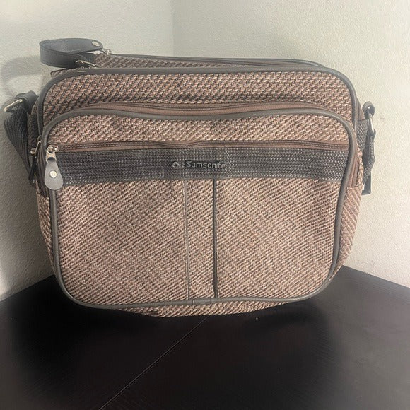 VINTAGE 80s SAMSONITE SILHOUETTE 4 TWEED CARRY ON TRAVEL LUGGAGE OVERNIGHT BAG
