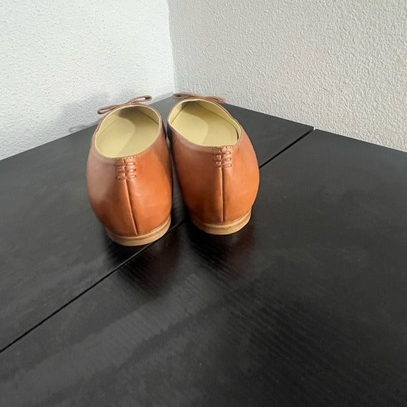 Sarah Flint Tan Leather Flats with Bow