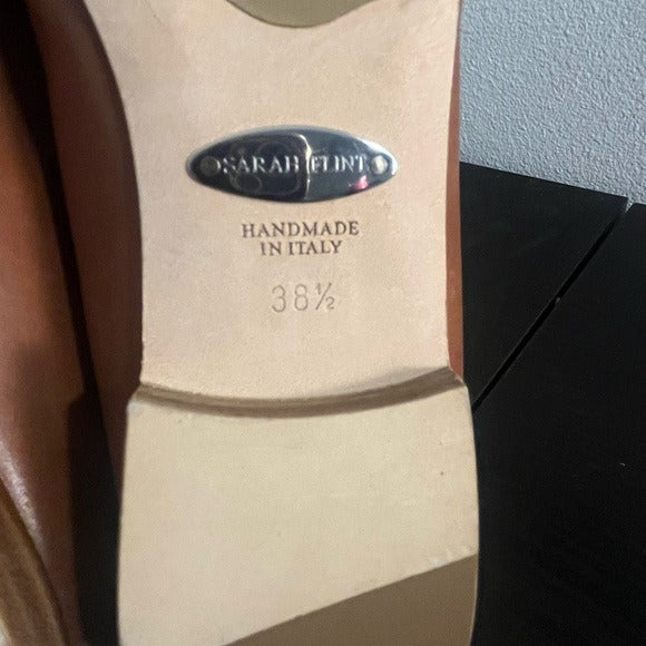 Sarah Flint Tan Leather Flats with Bow