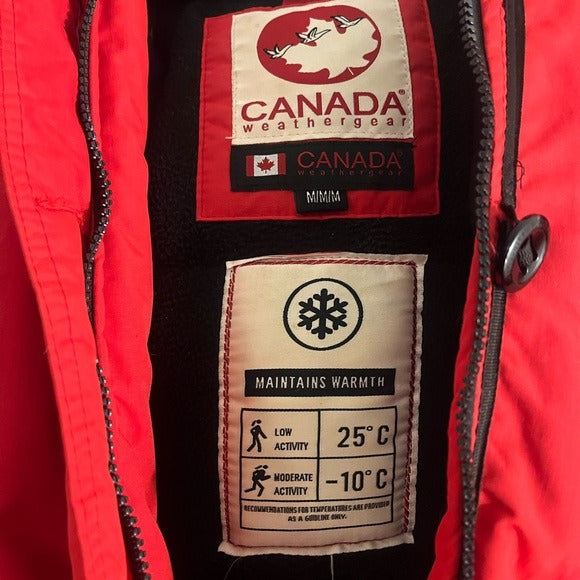 Canada Weather Gear  Red & Natural Hooded Parka
