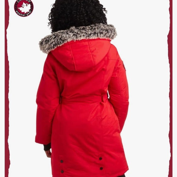 Canada Weather Gear  Red & Natural Hooded Parka