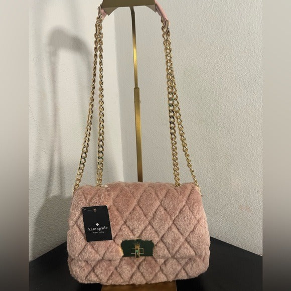 NWT Kate Spade Blush Quilted Shoulder Bag with Gold