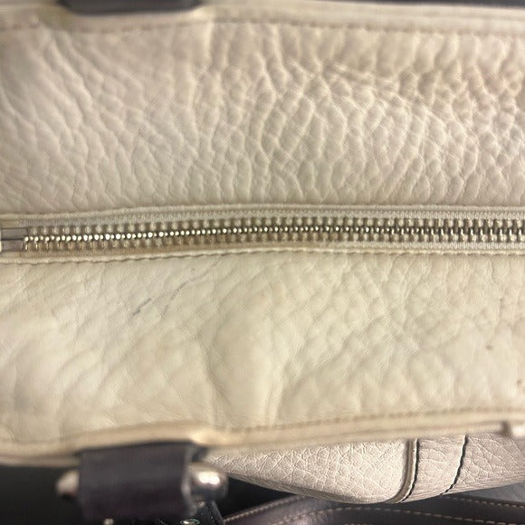 Coach White and Black Leather Tote Bag F13089