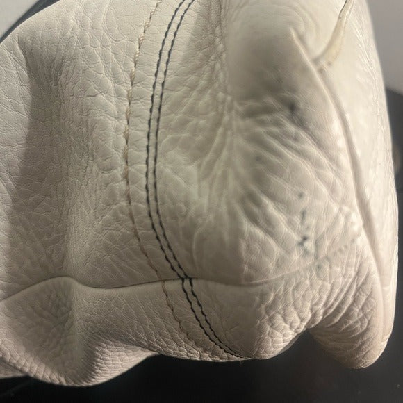 Coach White and Black Leather Tote Bag F13089