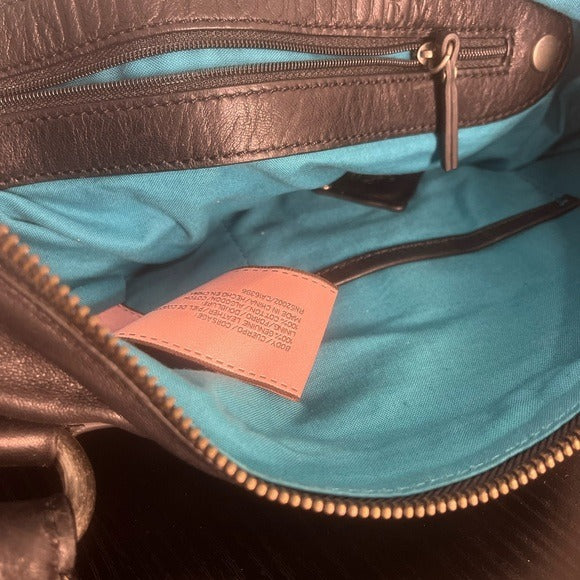 Juicy Couture Black Leather Shoulder Bag with Silver Hardware