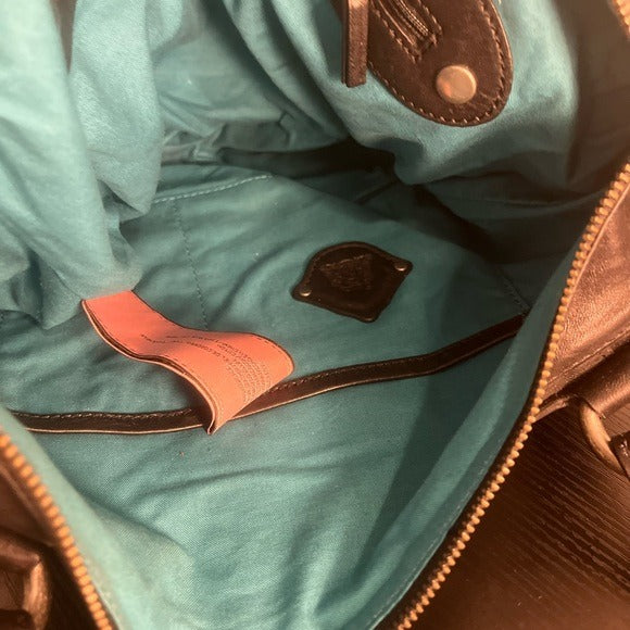 Juicy Couture Black Leather Shoulder Bag with Silver Hardware