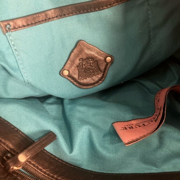 Juicy Couture Black Leather Shoulder Bag with Silver Hardware