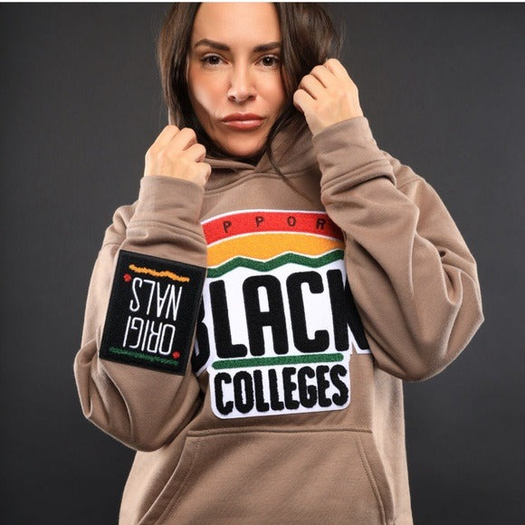 Peach Hoodie with Support Black Colleges Design