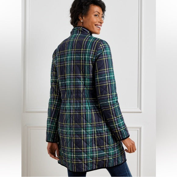 Talbots Blue and Green Barn Jacket with Quilted Design
