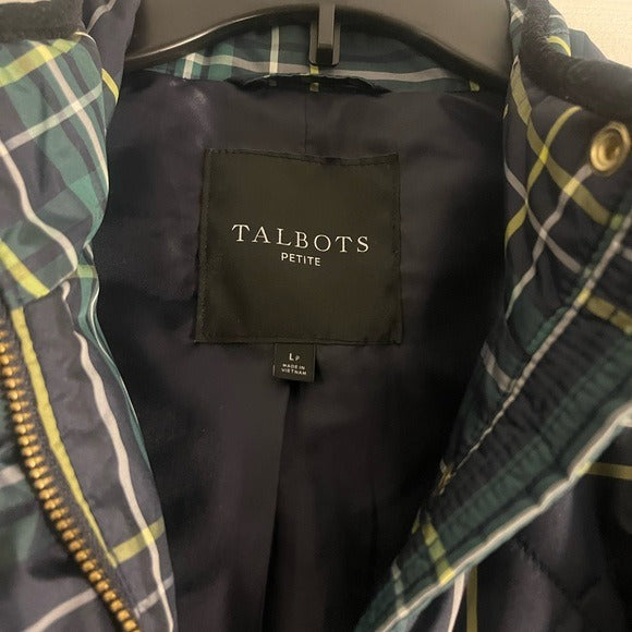 Talbots Blue and Green Barn Jacket with Quilted Design