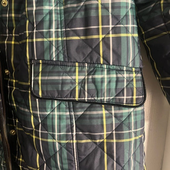 Talbots Blue and Green Barn Jacket with Quilted Design