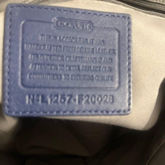 Coach Blue & Tan Patent Leather Shoulder Bag w/ Vachetta Leather Handles F20023